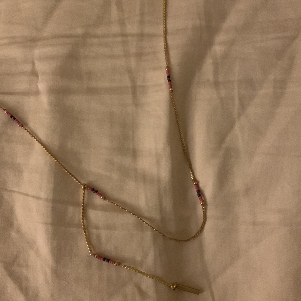 Dainty Madewell Gold lariat necklace with beads